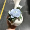 Handmade Blue Peony Shaped Ceramic Flower Pot Elegant Ceramic Vase Gift for Her