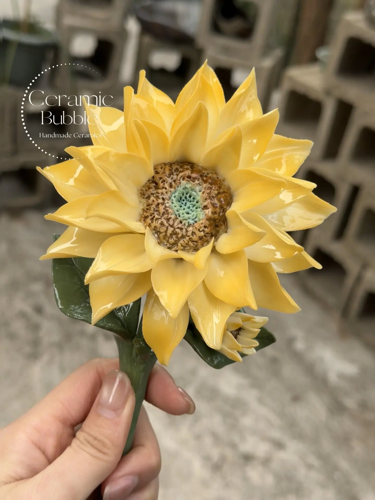 Handmade Sunflower Shaped Ceramic Desk Decor Ceramic Flower Housewarming Gift