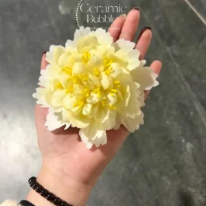 Handmade Yellow Peony Shaped Ceramic Flower Unique Desk Decor Elegant Housewarming Gift