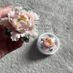 Handmade Light Pink Peony Shaped Ceramic Flower Table Decor Artistic Tea Table Ornament