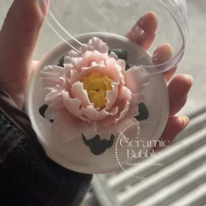 Handmade Light Pink Peony Shaped Ceramic Flower Table Decor Artistic Tea Table Ornament