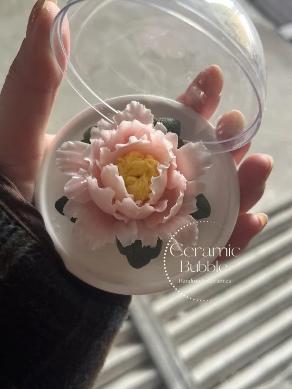 Handmade Light Pink Peony Shaped Ceramic Flower Table Decor Artistic Tea Table Ornament
