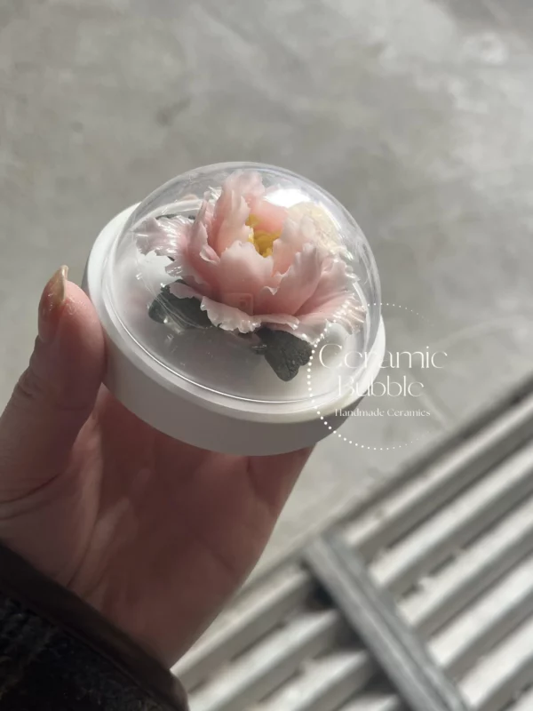 Handmade Light Pink Peony Shaped Ceramic Flower Table Decor Artistic Tea Table Ornament