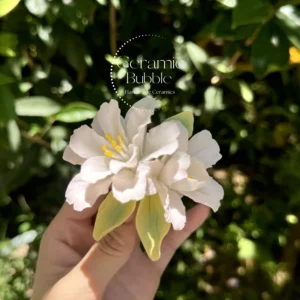 Handmade Pink Begonia Shaped Ceramic Flower Fridge Magnet House Warming Gift