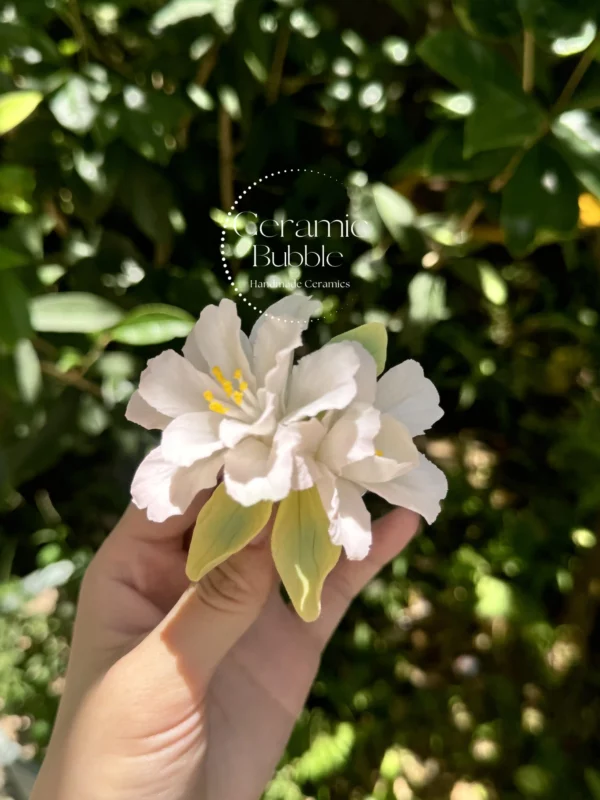 Handmade Pink Begonia Shaped Ceramic Flower Fridge Magnet House Warming Gift
