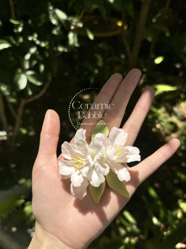 Handmade Pink Begonia Shaped Ceramic Flower Fridge Magnet House Warming Gift