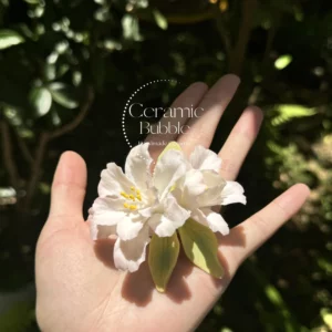 Handmade Pink Begonia Shaped Ceramic Flower Fridge Magnet House Warming Gift