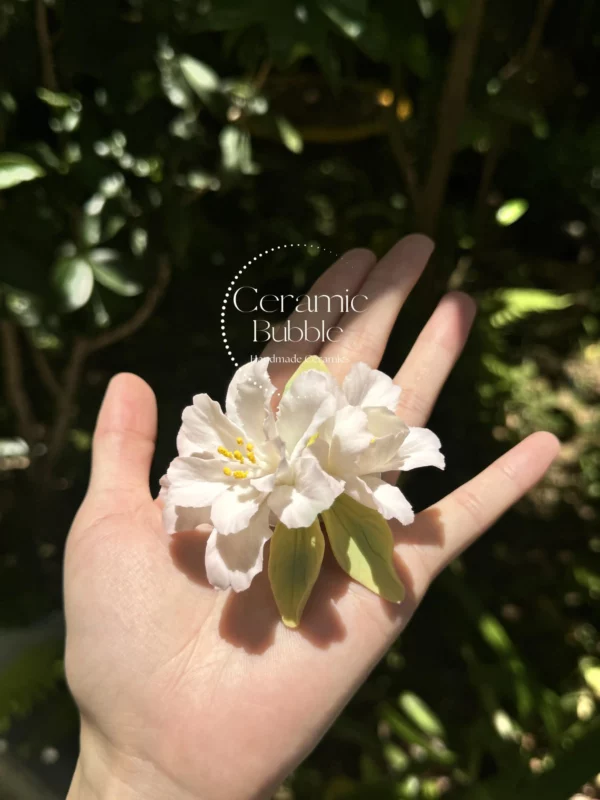 Handmade Pink Begonia Shaped Ceramic Flower Fridge Magnet House Warming Gift
