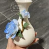 Handmade Blue Peony Shaped Ceramic Flower Pot Small Ceramic Vase Unique Table Decor
