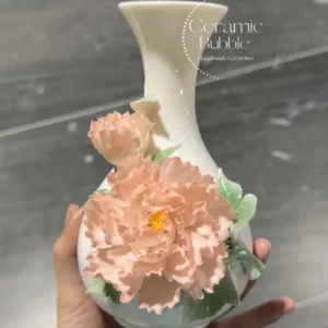 Handmade Light Pink Flower Shaped Ceramic Flower Vase Unique Elegant Home Decor
