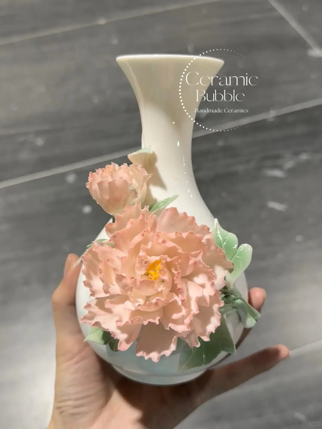 Handmade Light Pink Flower Shaped Ceramic Flower Vase Unique Elegant Home Decor