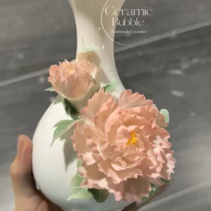 Handmade Light Pink Flower Shaped Ceramic Flower Vase Unique Elegant Home Decor