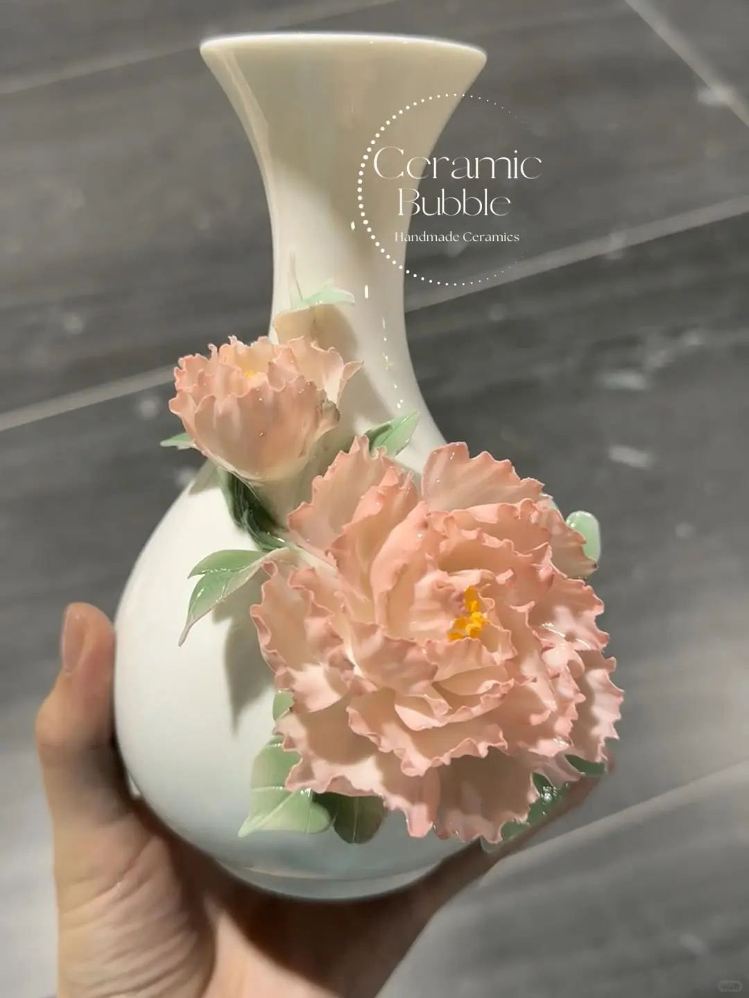 Handmade Light Pink Flower Shaped Ceramic Flower Vase Unique Elegant Home Decor