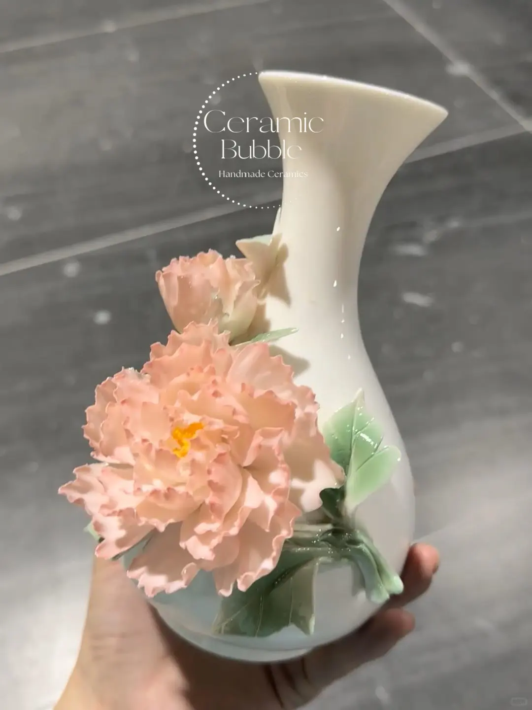 Handmade Light Pink Flower Shaped Ceramic Flower Vase Unique Elegant Home Decor