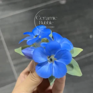Handmade Blue Forget Me Not Shaped Ceramic Fridge Magnet Unique Home Decor