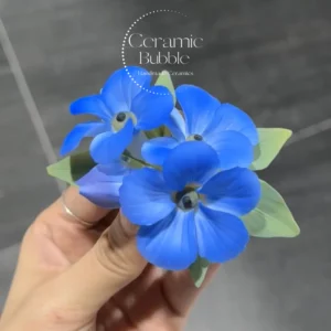 Handmade Blue Forget Me Not Shaped Ceramic Fridge Magnet Unique Home Decor