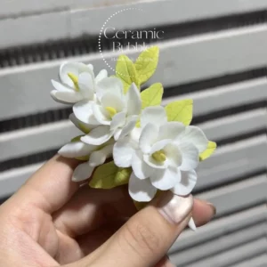 Handmade Jasmine Shaped Ceramic Flower Fridge Magnet House Warming Gift