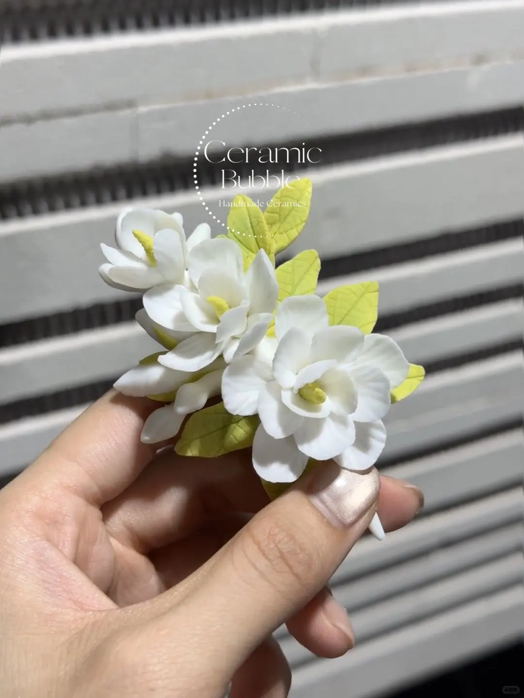 Handmade Jasmine Shaped Ceramic Flower Fridge Magnet House Warming Gift