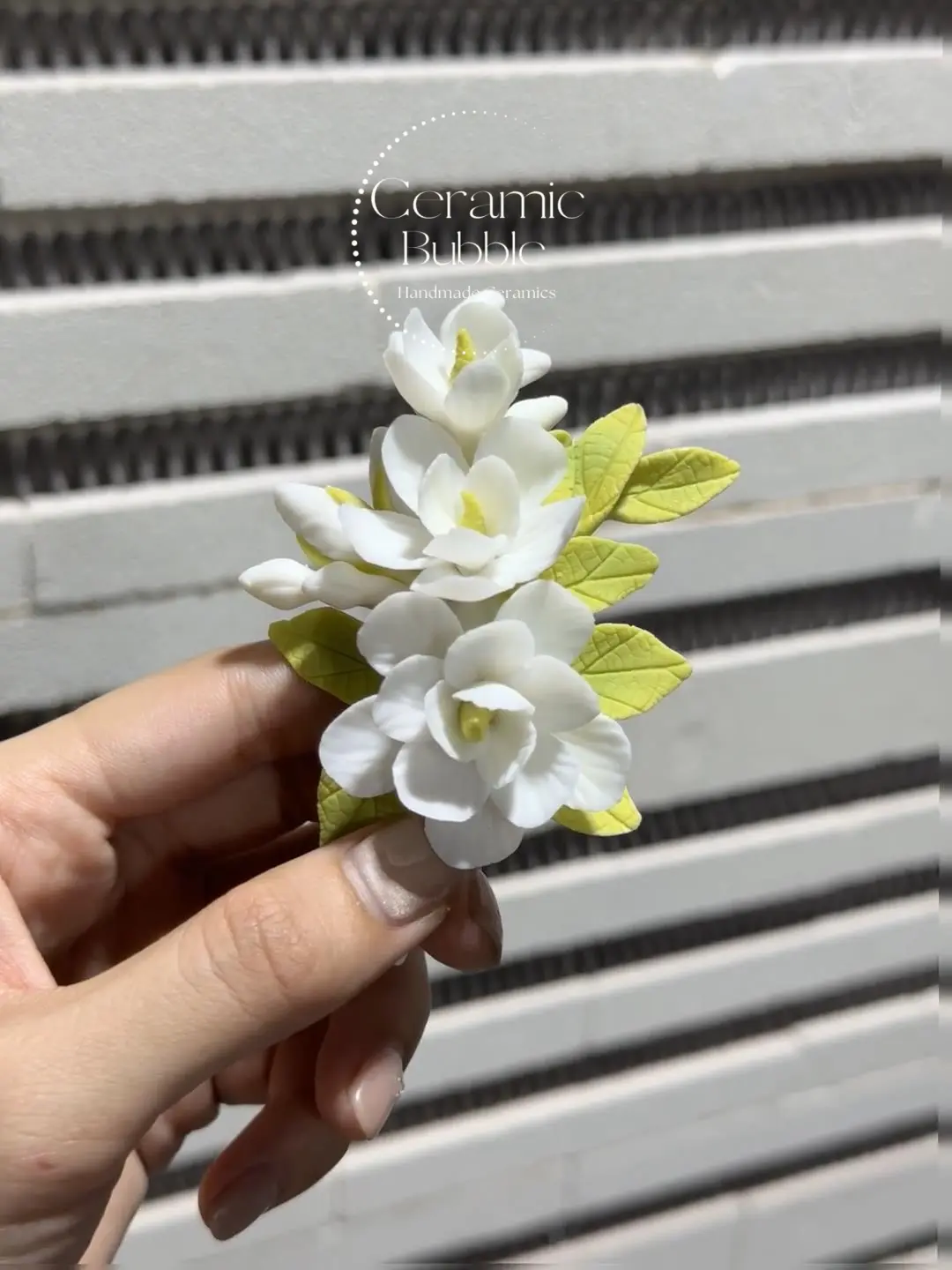 Handmade Jasmine Shaped Ceramic Flower Fridge Magnet House Warming Gift