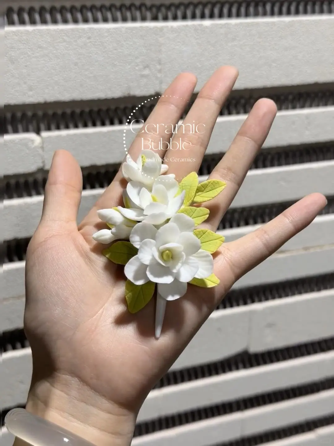 Handmade Jasmine Shaped Ceramic Flower Fridge Magnet House Warming Gift