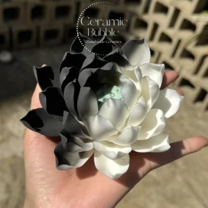 Black and White Ceramic Lotus Shaped Incense Holder Handmade Stick Burner