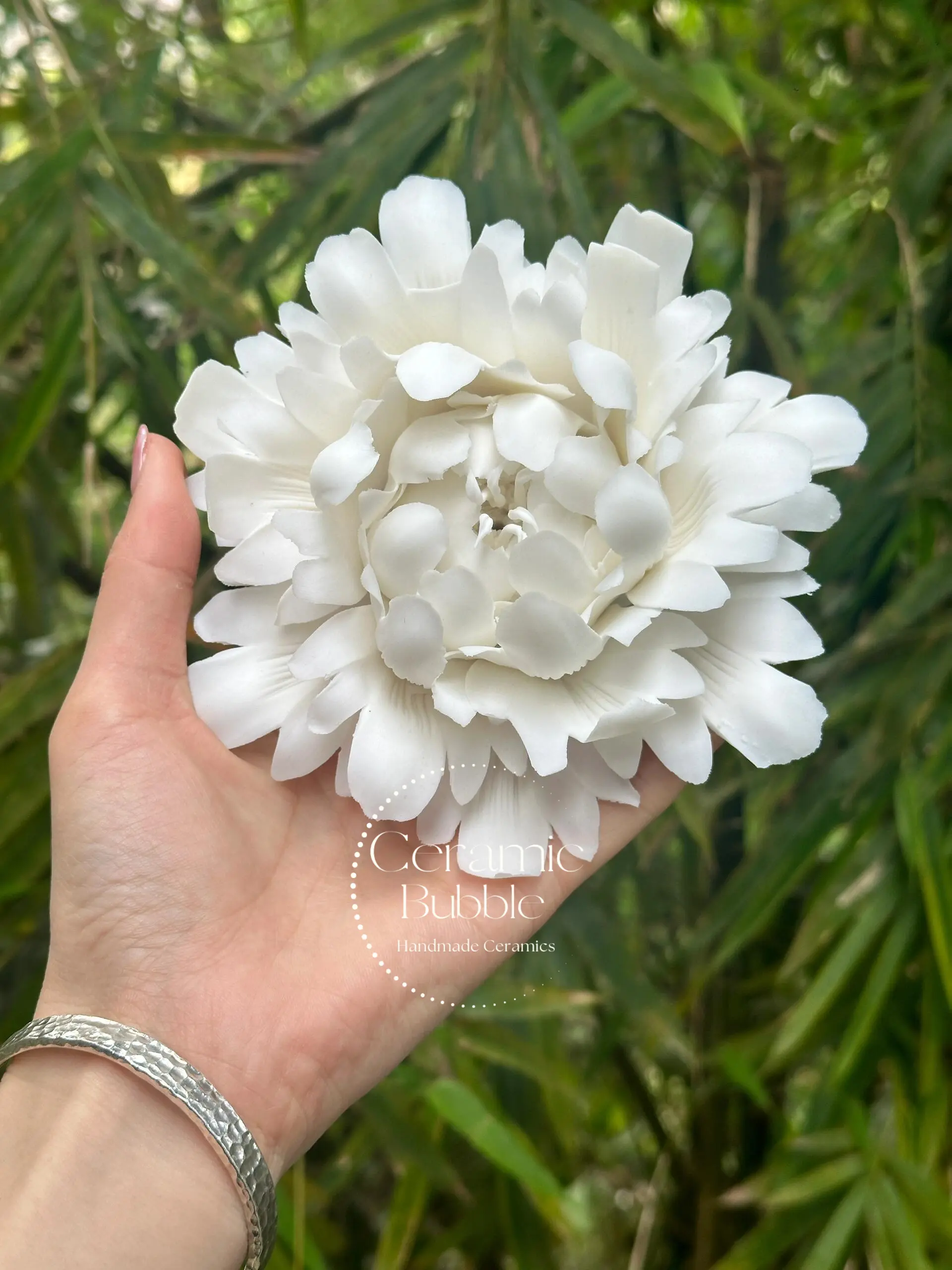 Handmade White Peony Shaped Ceramic Incense Stick Holder Elegant Floral Home Decor