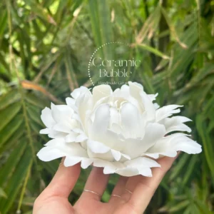 Handmade White Peony Shaped Ceramic Incense Stick Holder Elegant Floral Home Decor