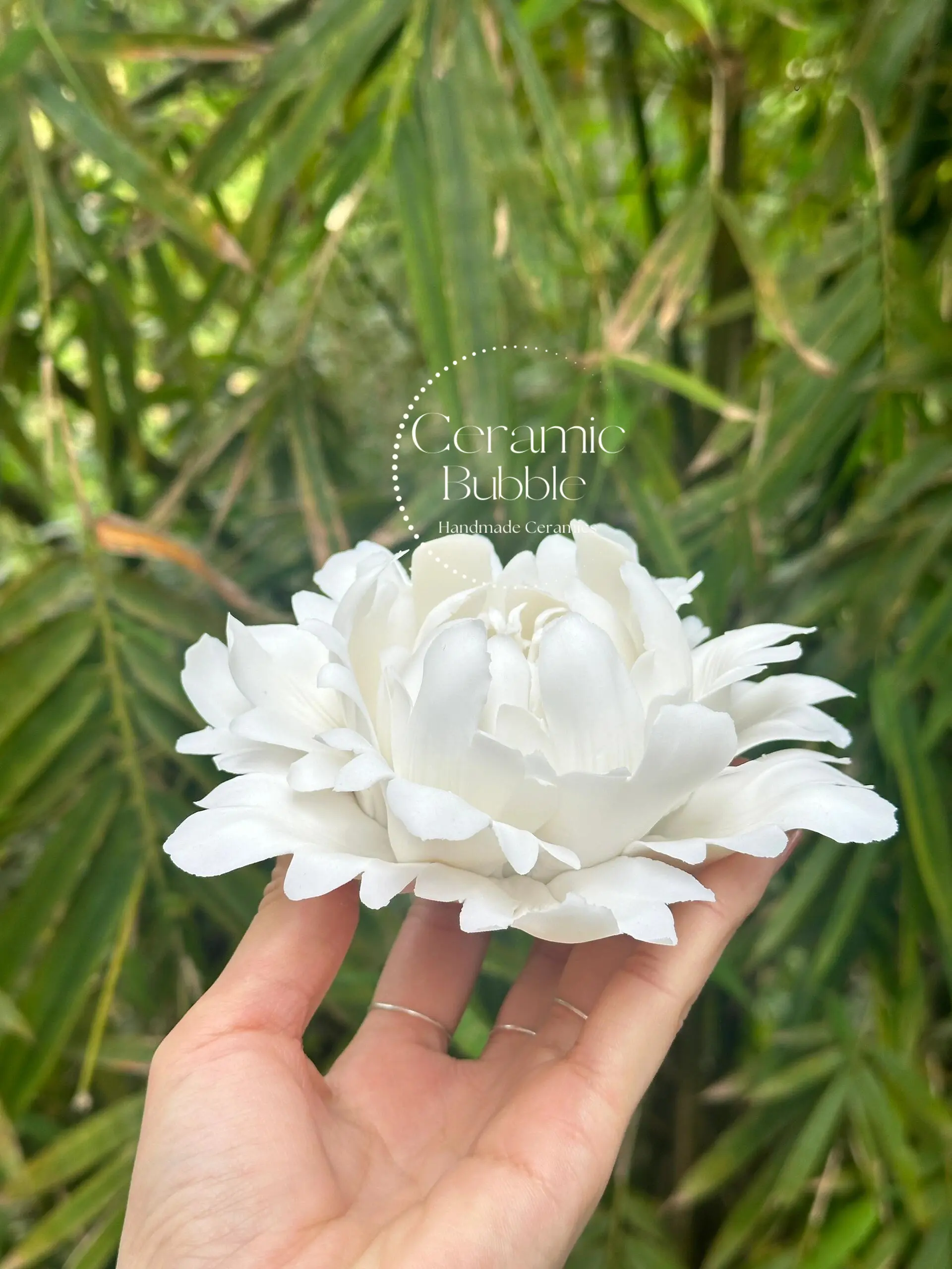 Handmade White Peony Shaped Ceramic Incense Stick Holder Elegant Floral Home Decor