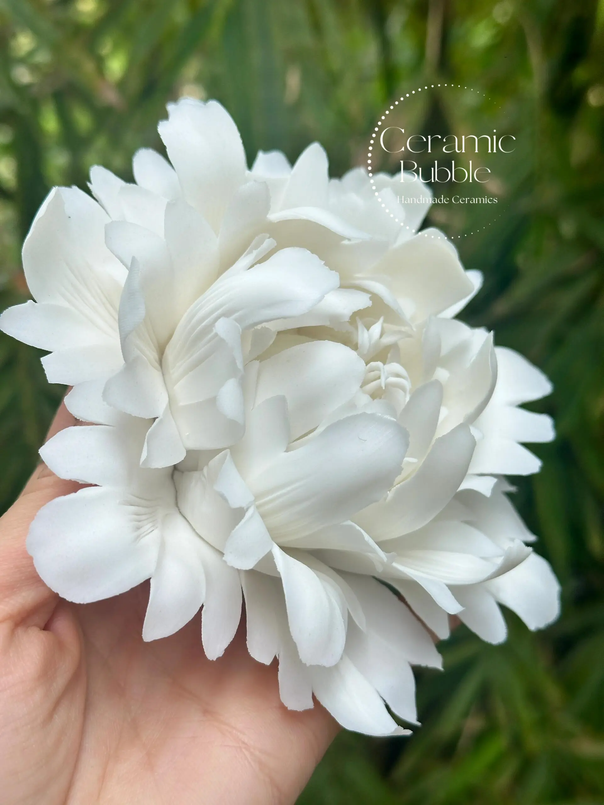 Handmade White Peony Shaped Ceramic Incense Stick Holder Elegant Floral Home Decor