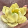 Yellow Lotus Shaped Ceramic Incense Holder Handmade Floral Stick Burner for Home