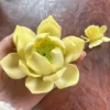 Yellow Lotus Shaped Ceramic Incense Holder Handmade Floral Stick Burner for Home