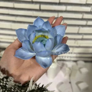 Blue Handmade Ceramic Lotus Shaped Incense Stick Holder Soft Floral Decor for Relaxation