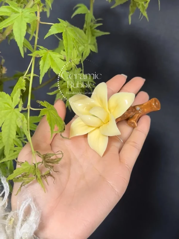 White/Yellow/Pink Magnolia Shaped Ceramic Incense Holder Handmade Aesthetic Stick Burner Gift for Her