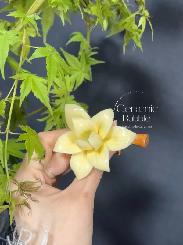 White/Yellow/Pink Magnolia Shaped Ceramic Incense Holder Handmade Aesthetic Stick Burner Gift for Her