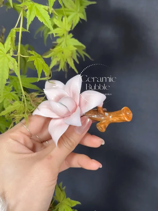 White/Yellow/Pink Magnolia Shaped Ceramic Incense Holder Handmade Aesthetic Stick Burner Gift for Her