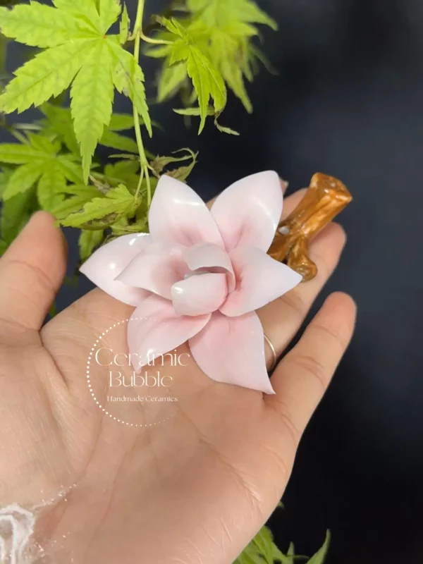 White/Yellow/Pink Magnolia Shaped Ceramic Incense Holder Handmade Aesthetic Stick Burner Gift for Her