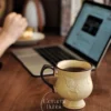 Handmade Beige Ceramic Coffee Cup Vintage-Inspired Coffee Mug