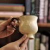 Handmade Beige Ceramic Coffee Cup Vintage-Inspired Coffee Mug