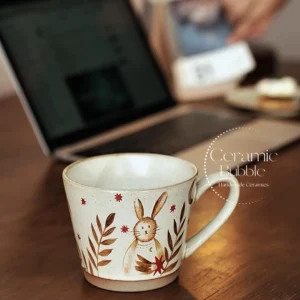 Handmade Brown Rabbit Coffee Mug Artistic Ceramic Mug