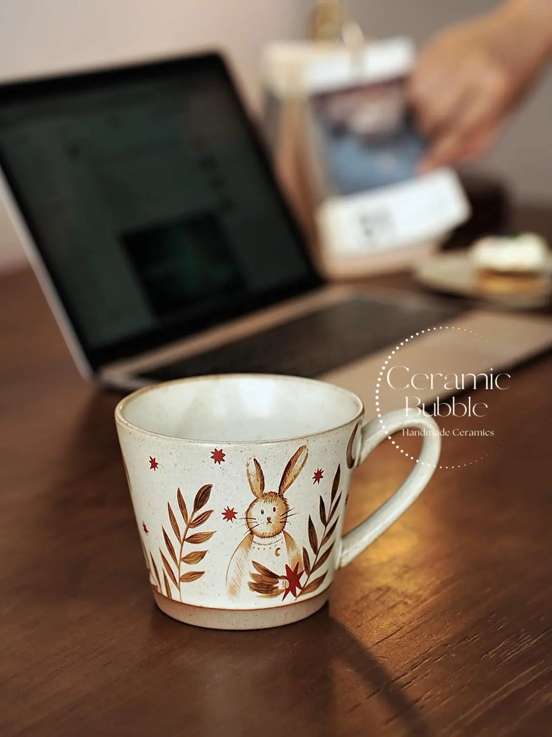 Handmade Brown Rabbit Coffee Mug Artistic Ceramic Mug