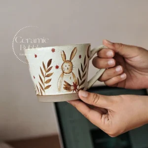 Handmade Brown Rabbit Coffee Mug Artistic Ceramic Mug