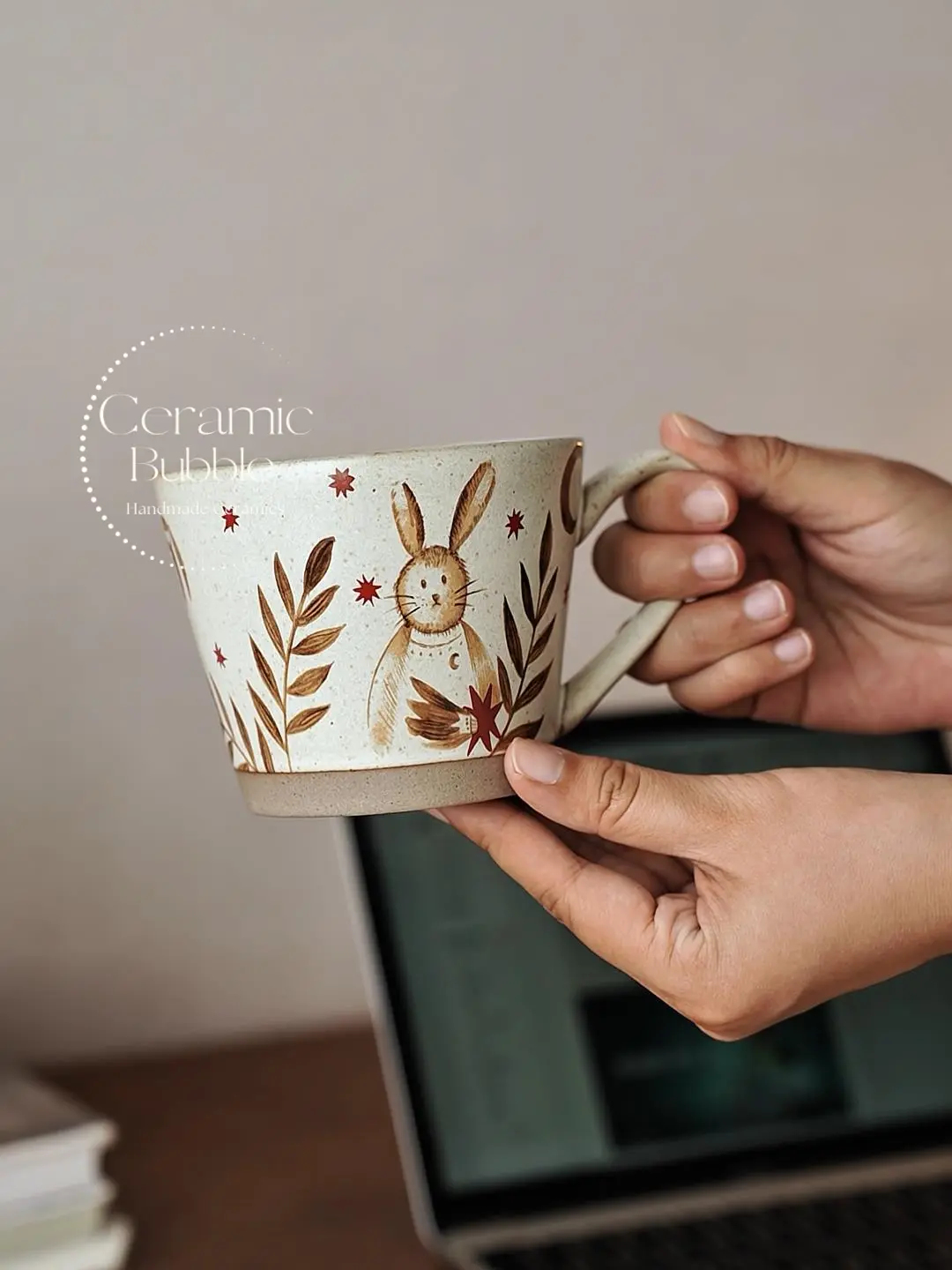 Handmade Brown Rabbit Coffee Mug Artistic Ceramic Mug