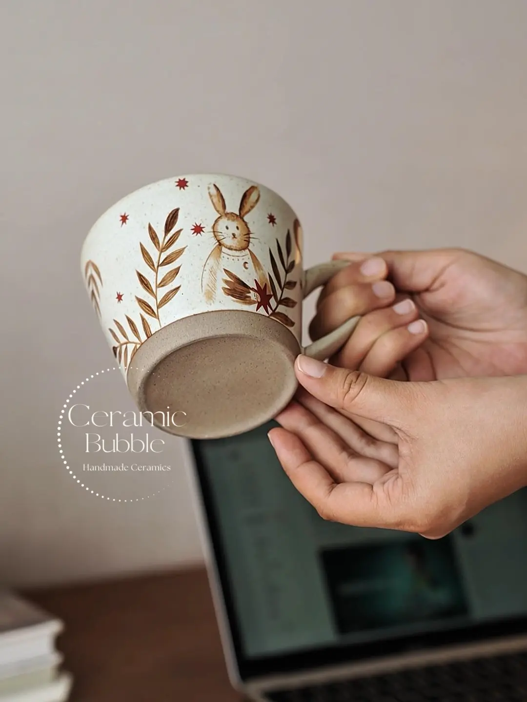 Handmade Brown Rabbit Coffee Mug Artistic Ceramic Mug