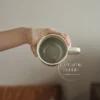 Handmade Green Botanical Inspired Ceramic Mug Boho Coffee Cup