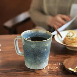 Handmade Blue Ceramic Mug Minimalist Gradient Coffee Cup