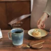 Handmade Blue Ceramic Mug Minimalist Gradient Coffee Cup