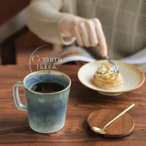 Handmade Blue Ceramic Mug Minimalist Gradient Coffee Cup
