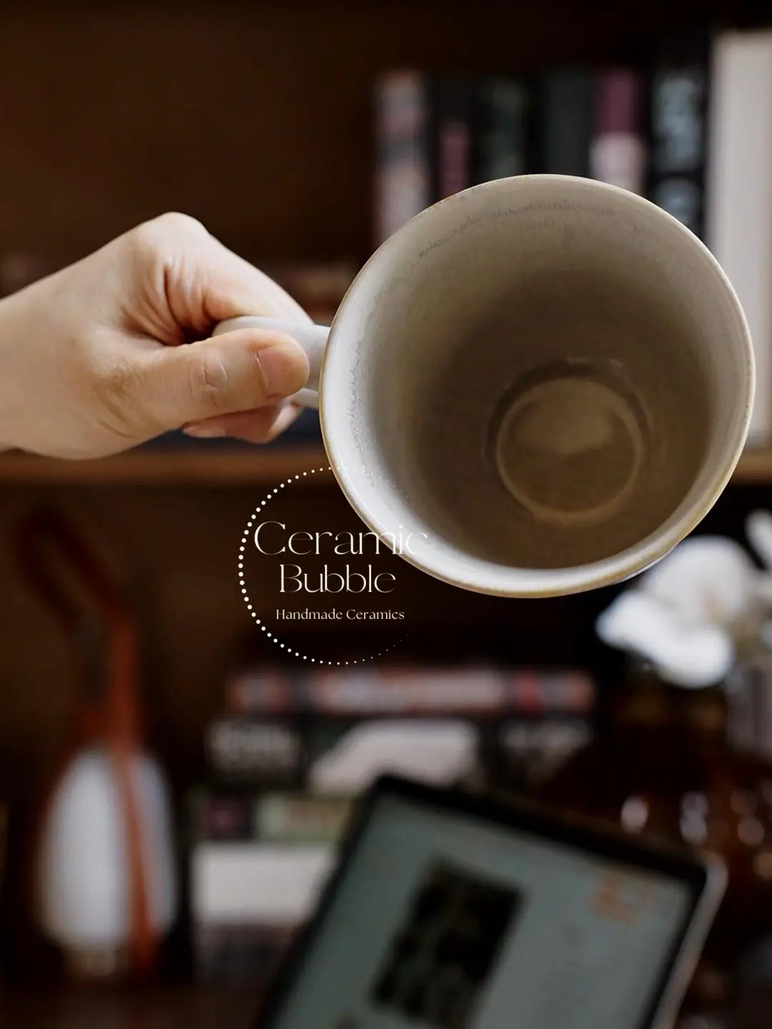 Handmade Blue Glazed Ceramic Mug Artistic Watercolor Inspired Coffee Cup