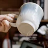 Handmade Blue Glazed Ceramic Mug Artistic Watercolor Inspired Coffee Cup