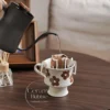 Handmade White Ceramic Mug Retro Brown Flower Painted Coffee Cup